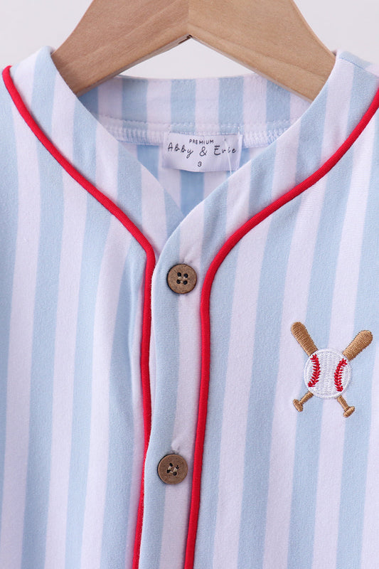 Blue baseball stripe top