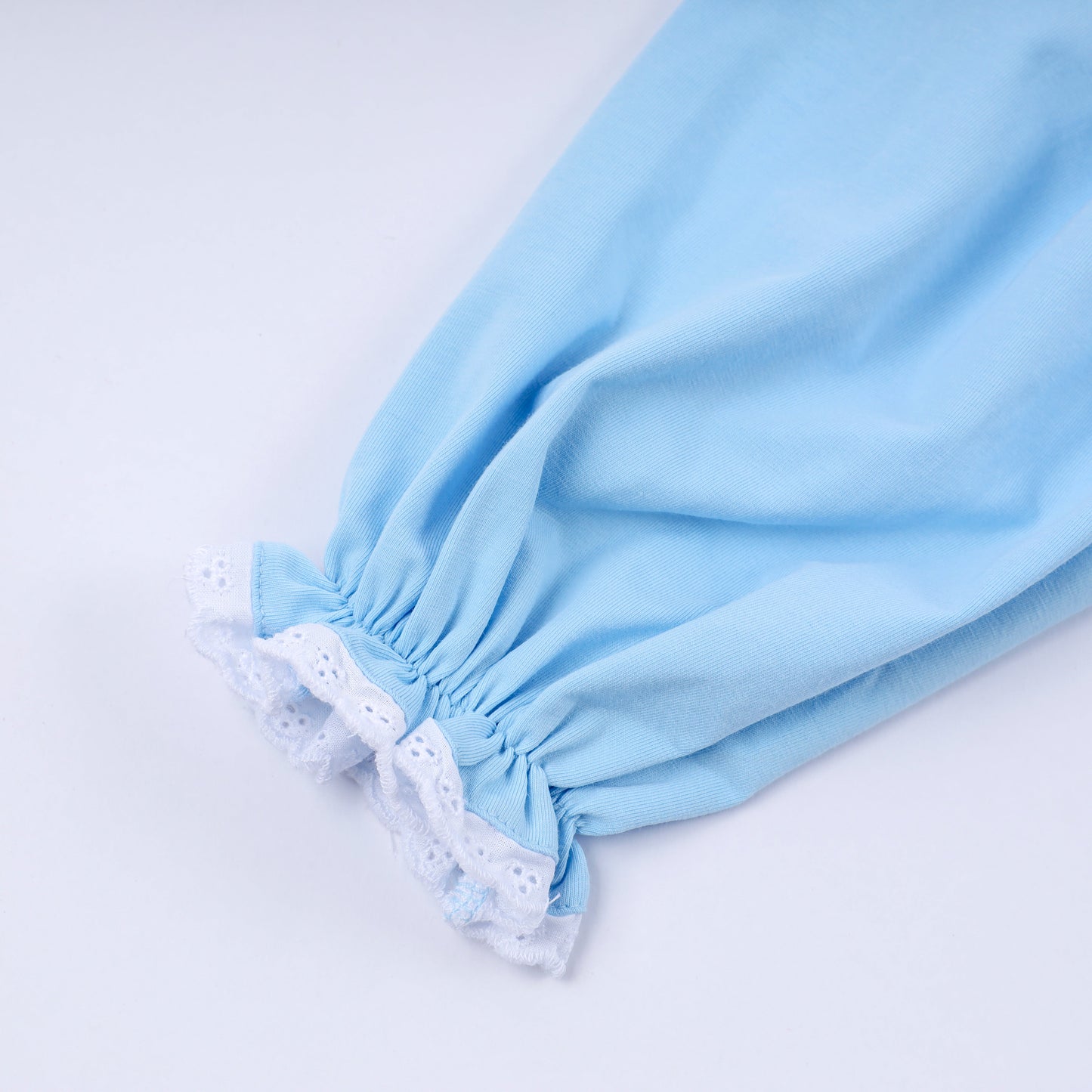 Blue nativity hand smocked ruffle pants set