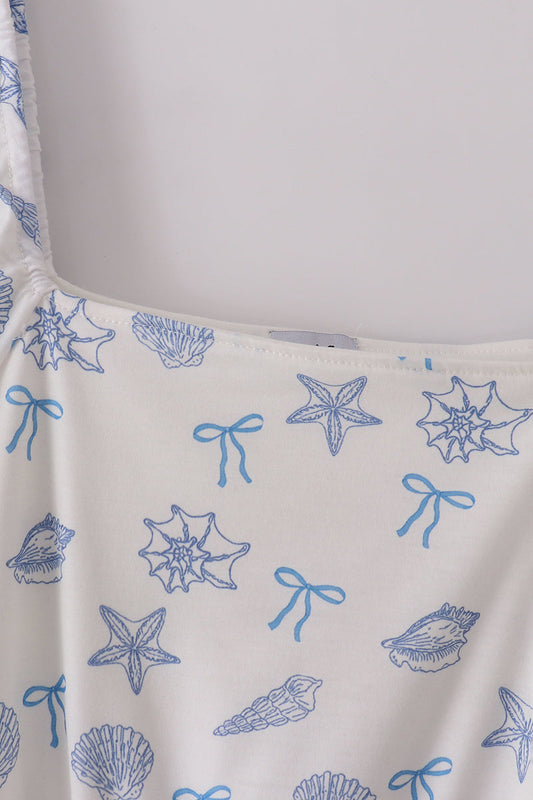 Blue seashell bow mom&me dress