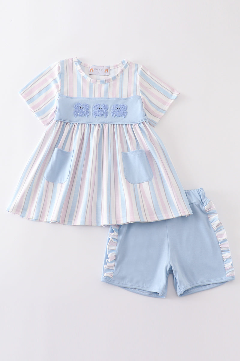 Crab french knot stripe girl set