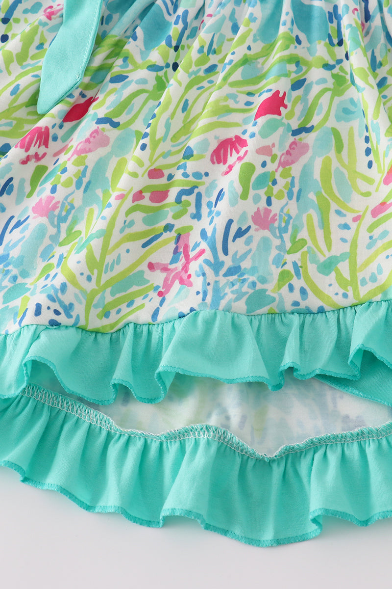 Green meadow splash ruffle pants set
