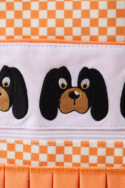 Orange Tennessee embroidery checkered ruffle backpack