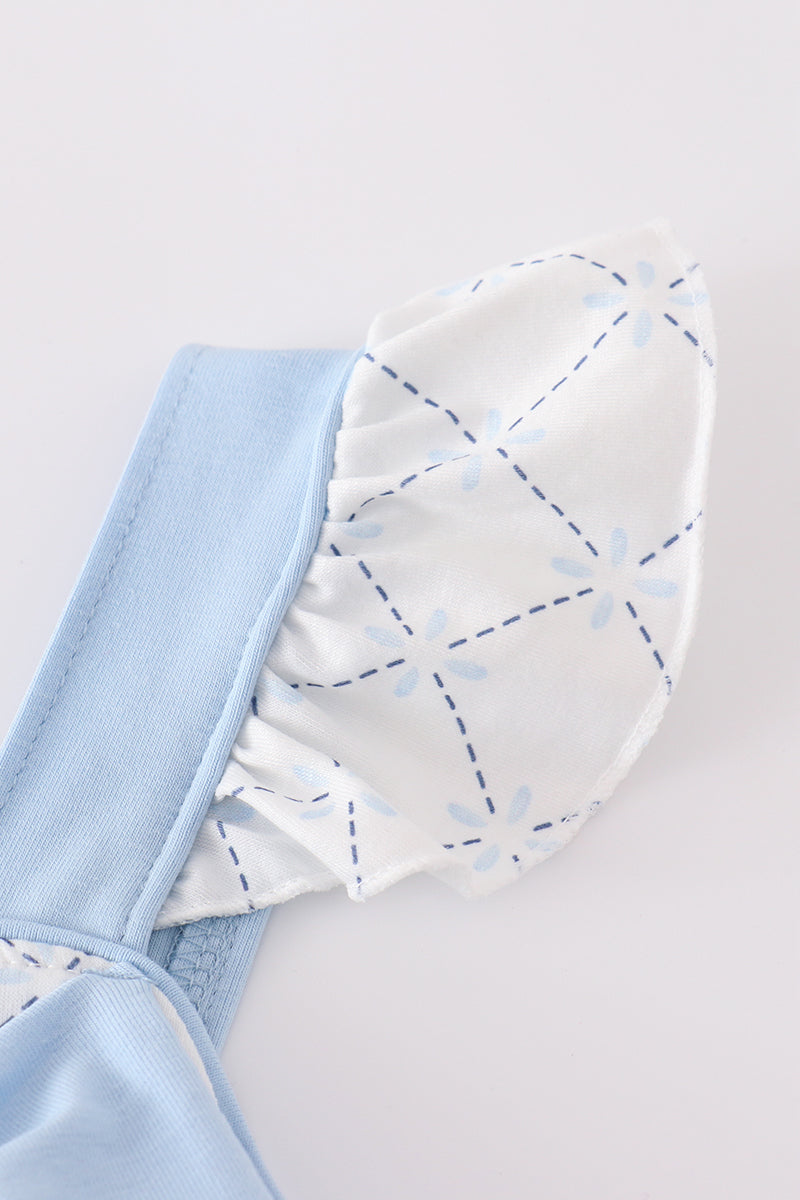 Blue bow classic lattice charm bloomer set