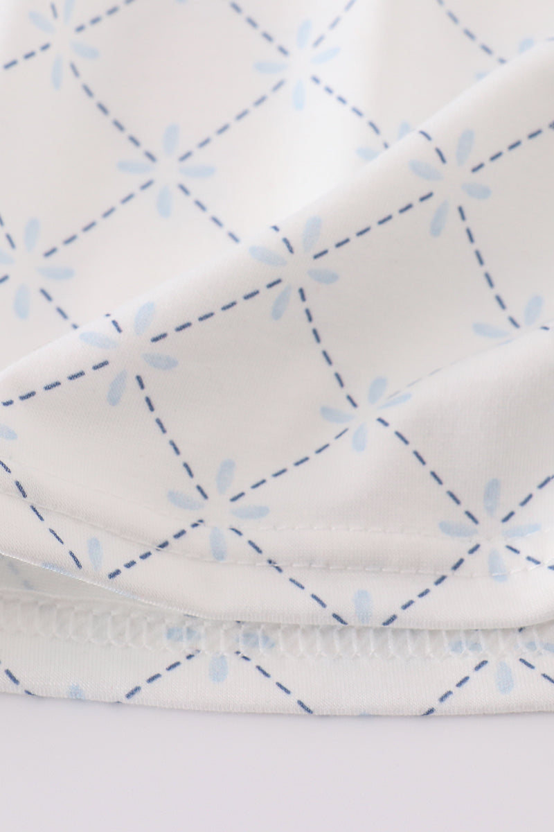 Blue bow classic lattice charm bloomer set