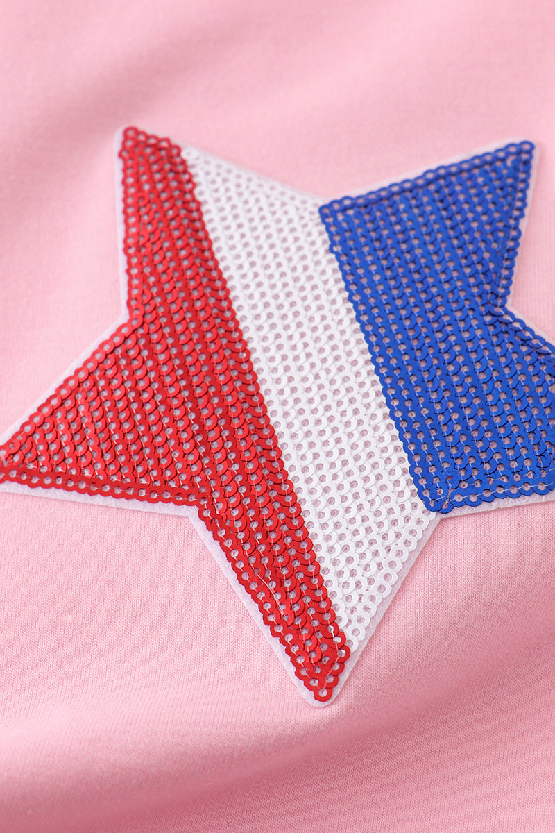 Pink star sequin mom&me top
