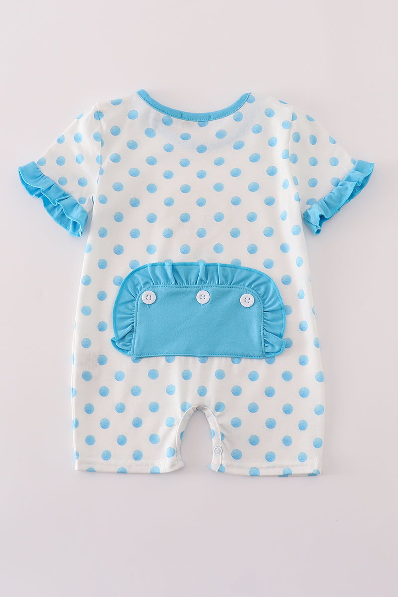 Blue character applique romper