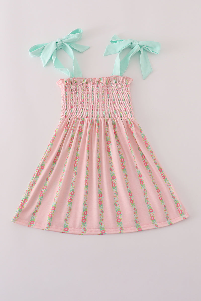 Pink floral smocked mom&me dress