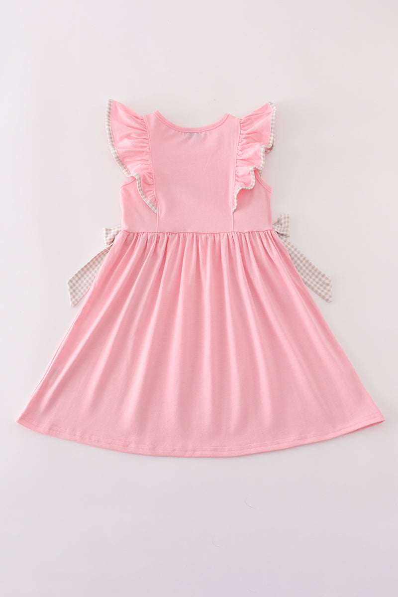 Pink football french knot ruffle dress