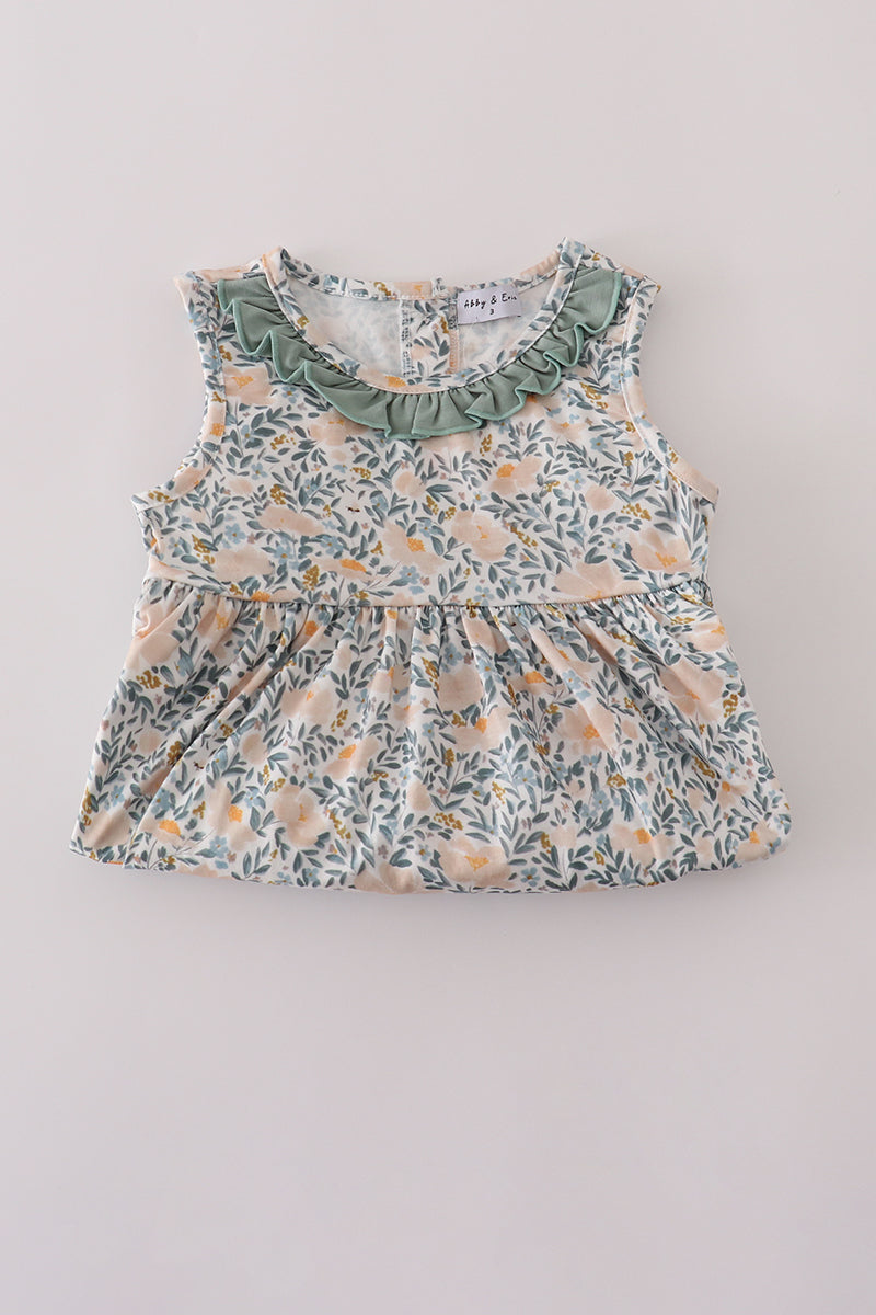 Fall floral print ruffle mom&me dress