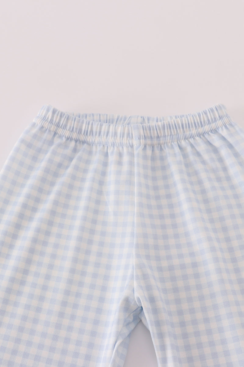 Cream puppy embroidery pants set