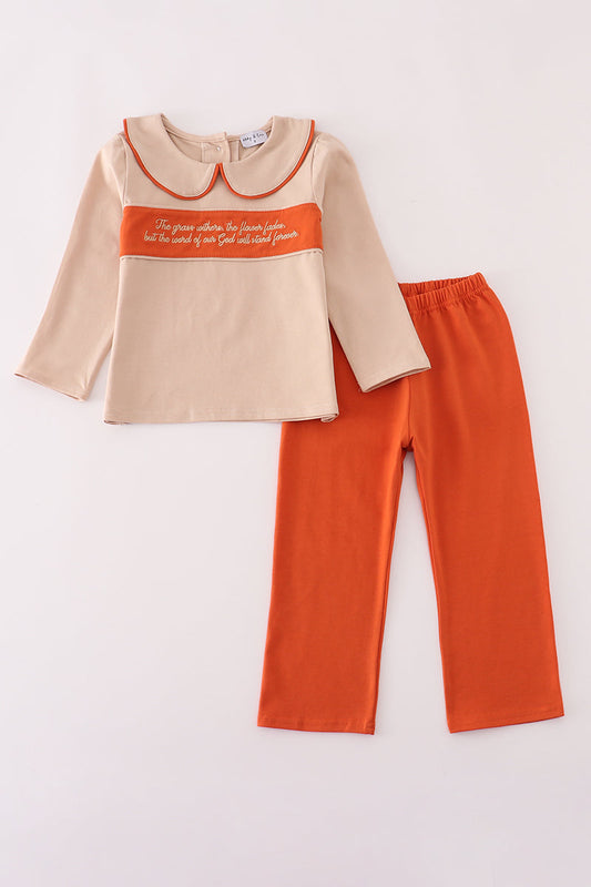 Rust isaiah embroidery pants set