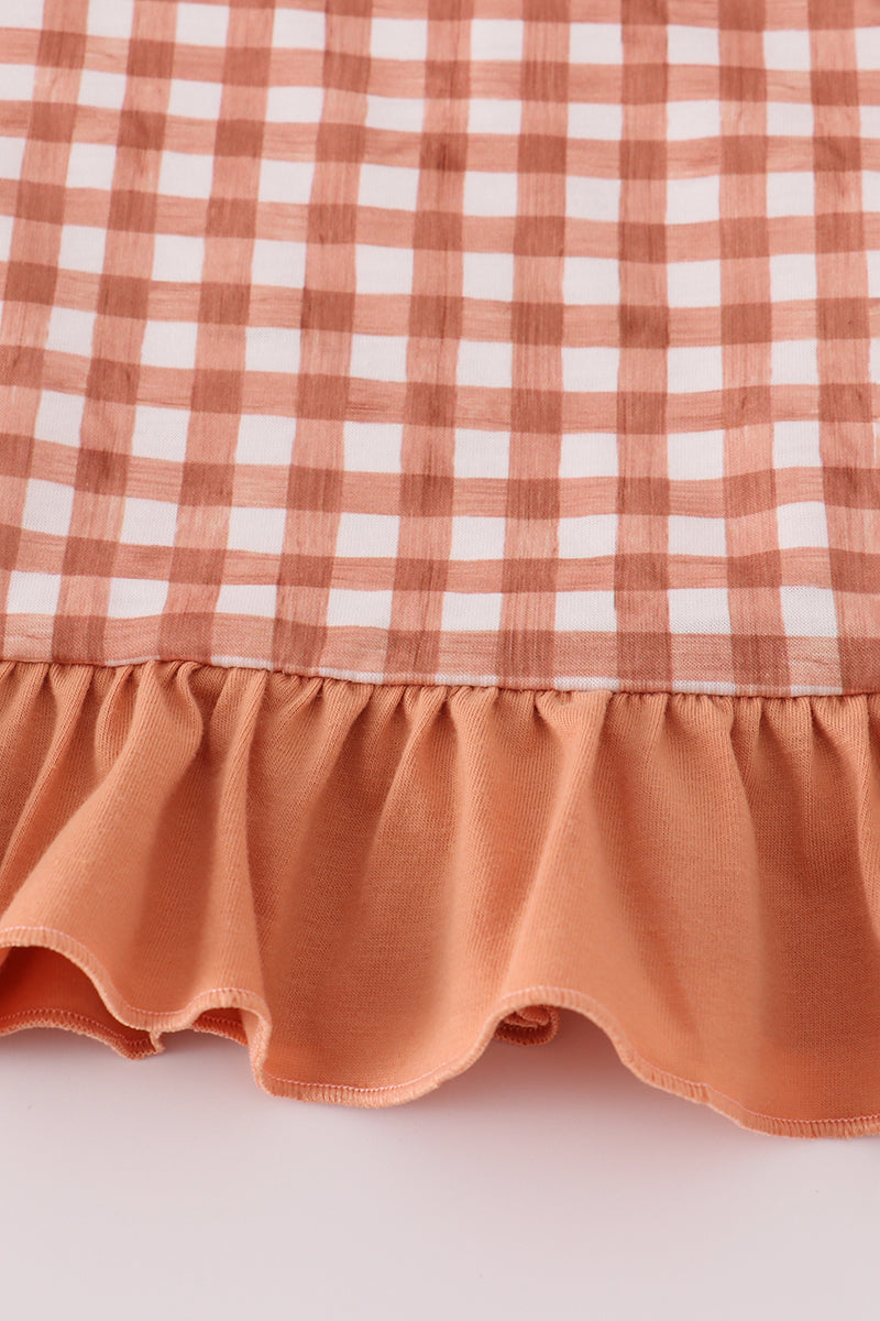 Fall floral print turkey pumpkin embroidery 3pc set