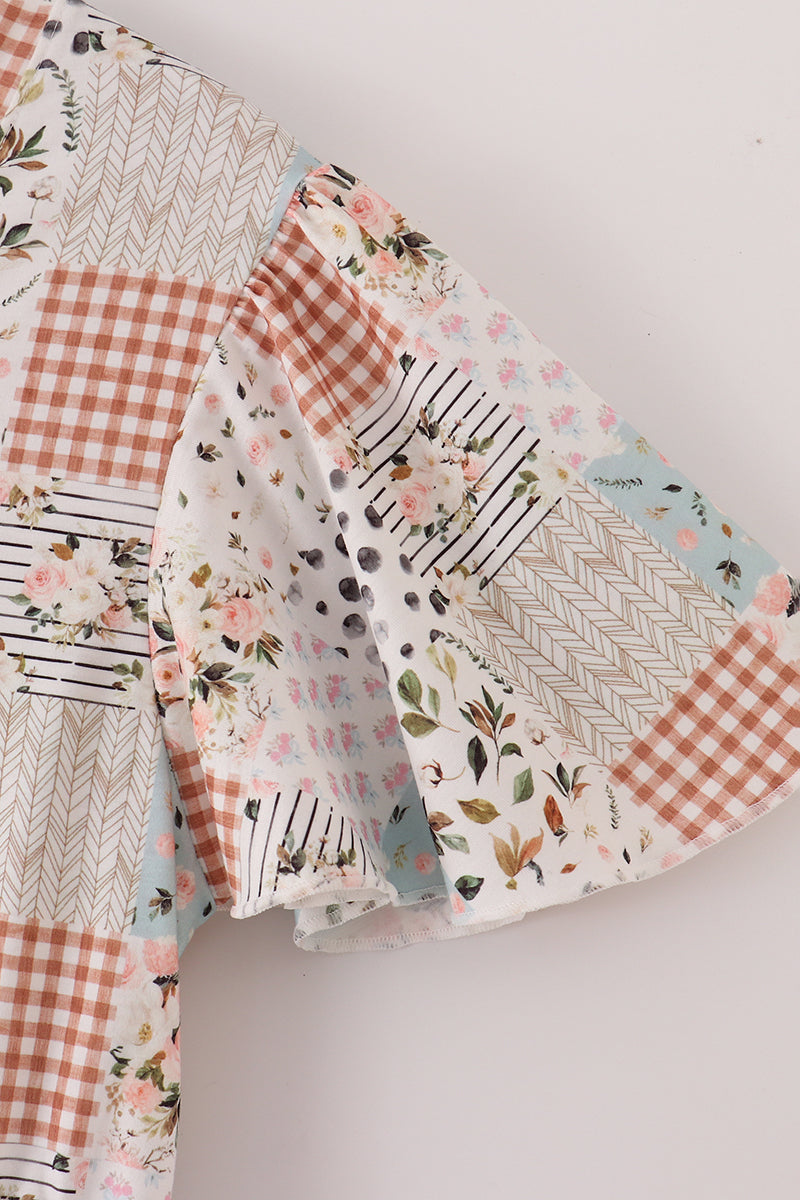 Fall floral print mom dress