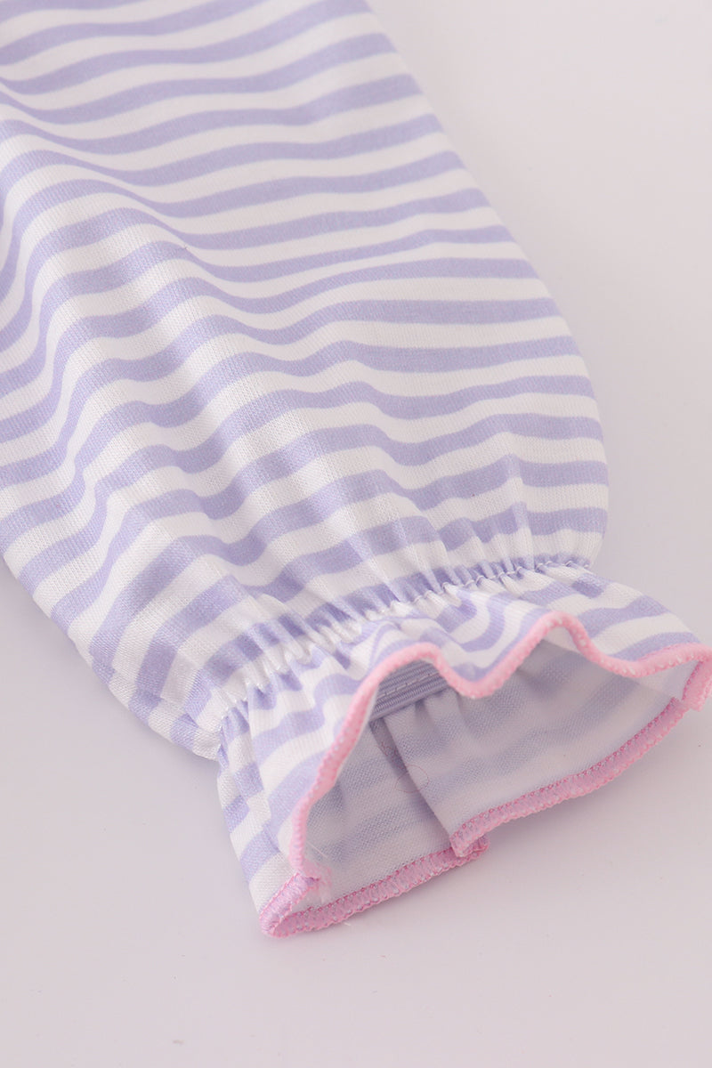 Purple puppy french knot stripe bloomer set