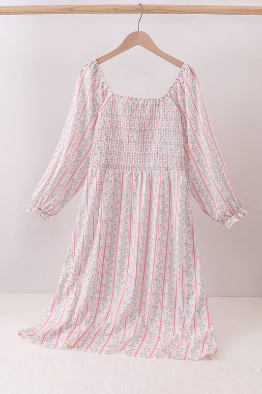 Floral tulip smocked mom dress