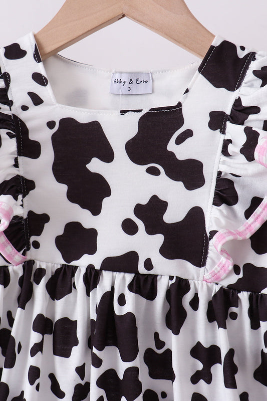 Black cow bow ruffle pants set