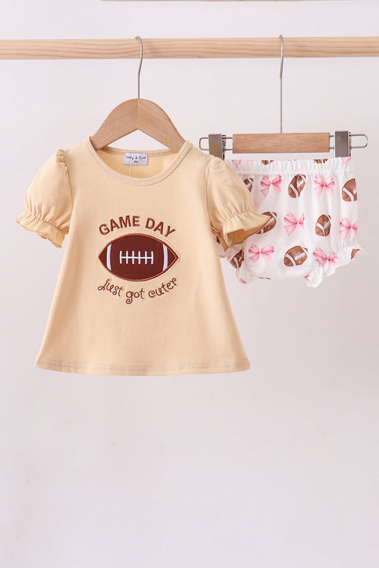 Game day football applique bloomer set