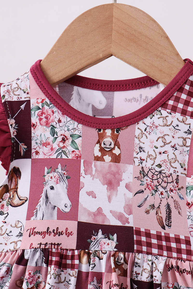 Pink checkered farm bamboo ruffle bubble