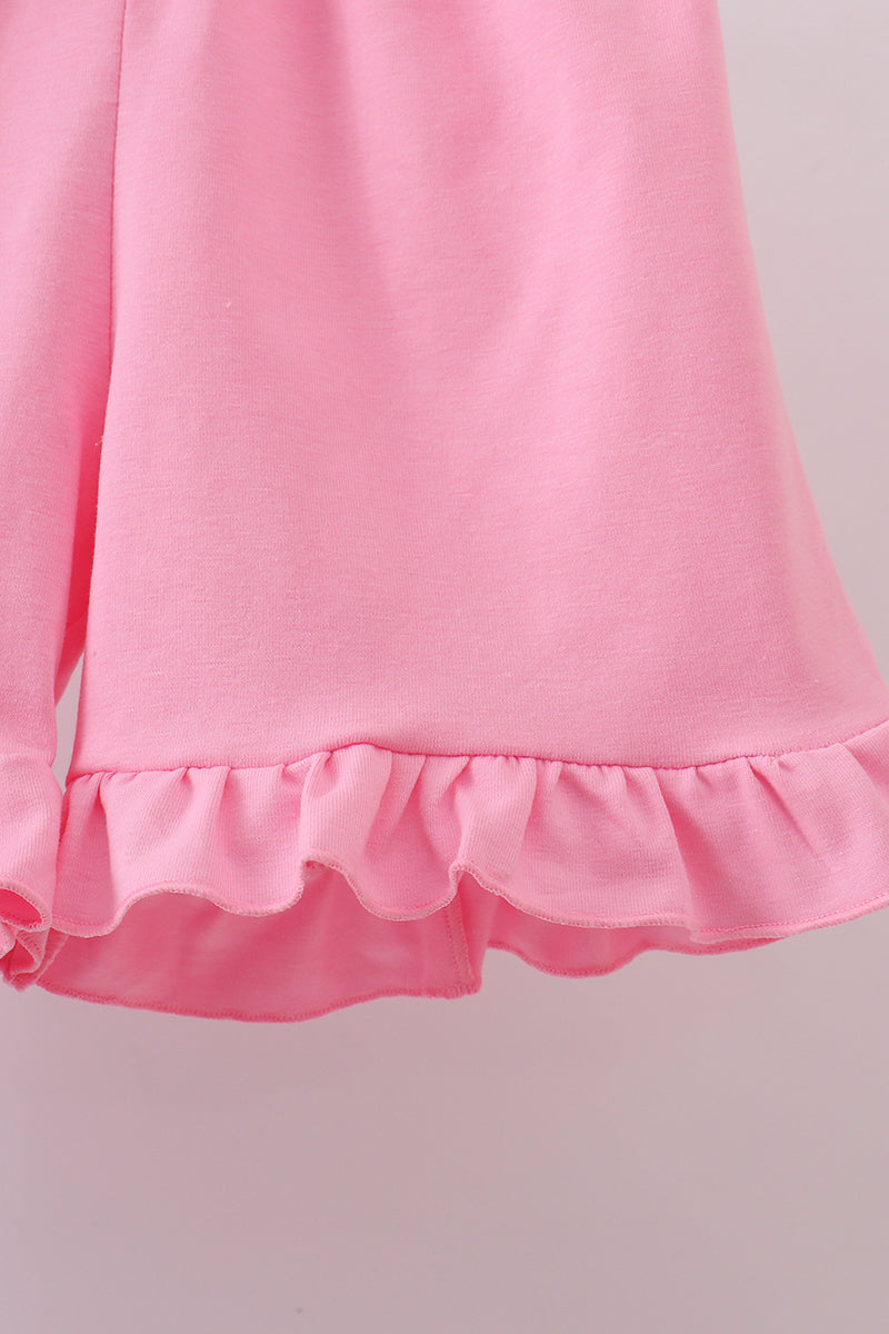 Purple leopard butterfly smocked shorts set