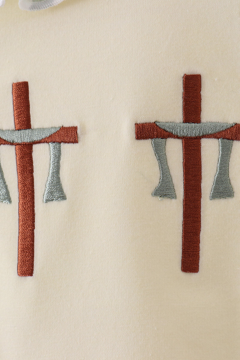 Green cross embroidery ruffle bubble