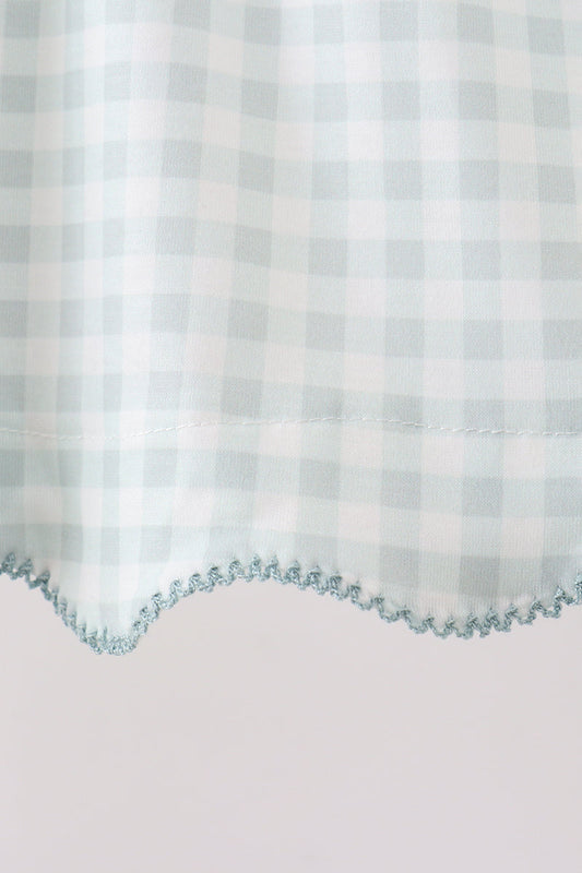 Sage he is risen smocked gingham bloomer set