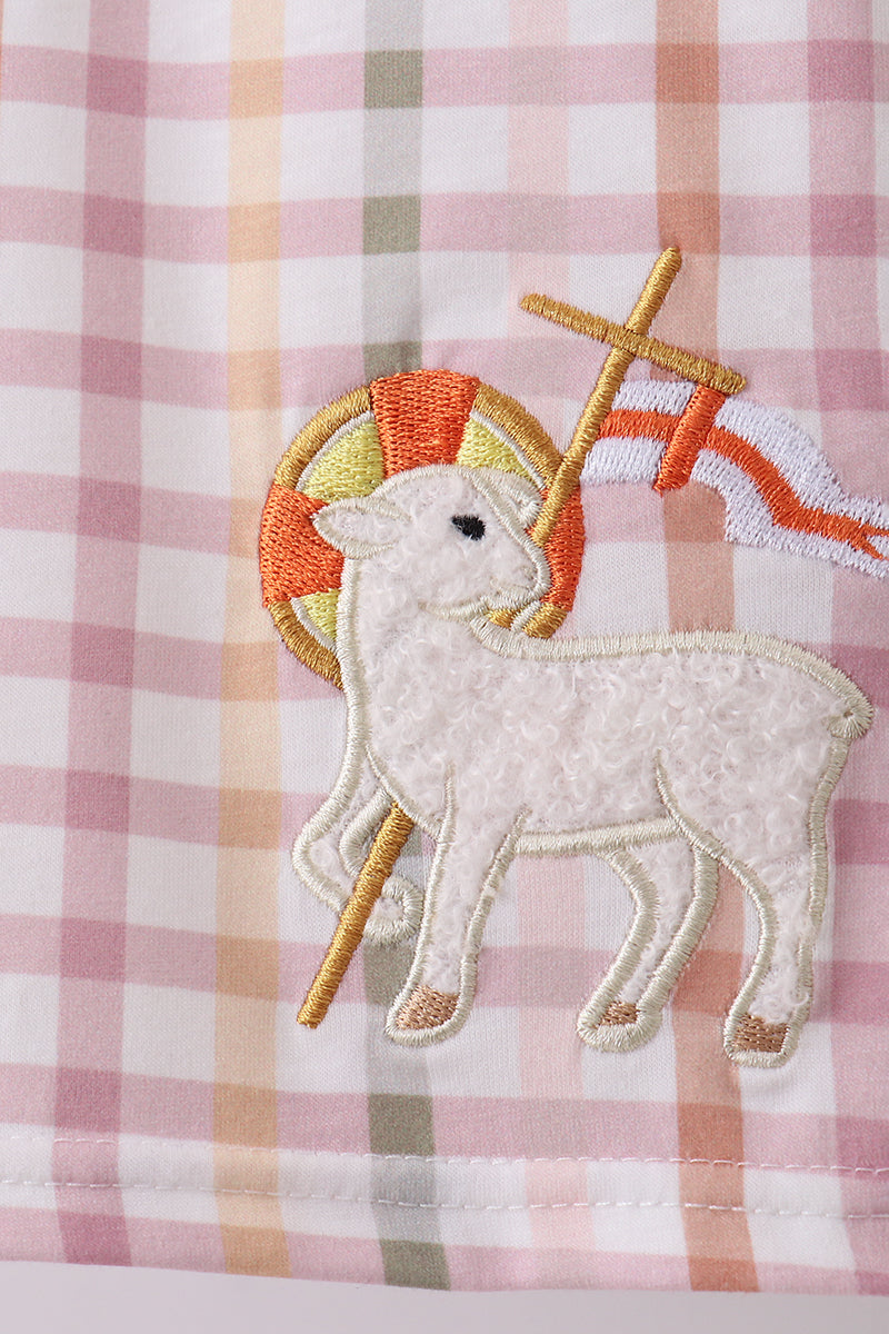 Lawb of god applique plaid shorts set