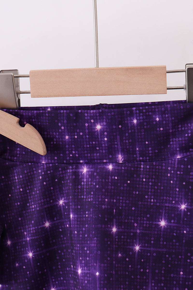 Purple glitter skort set