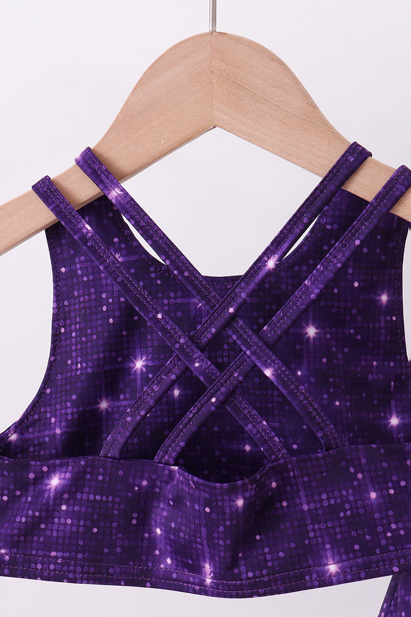 Purple glitter skort set