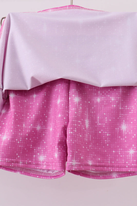 Pink glitter skort set
