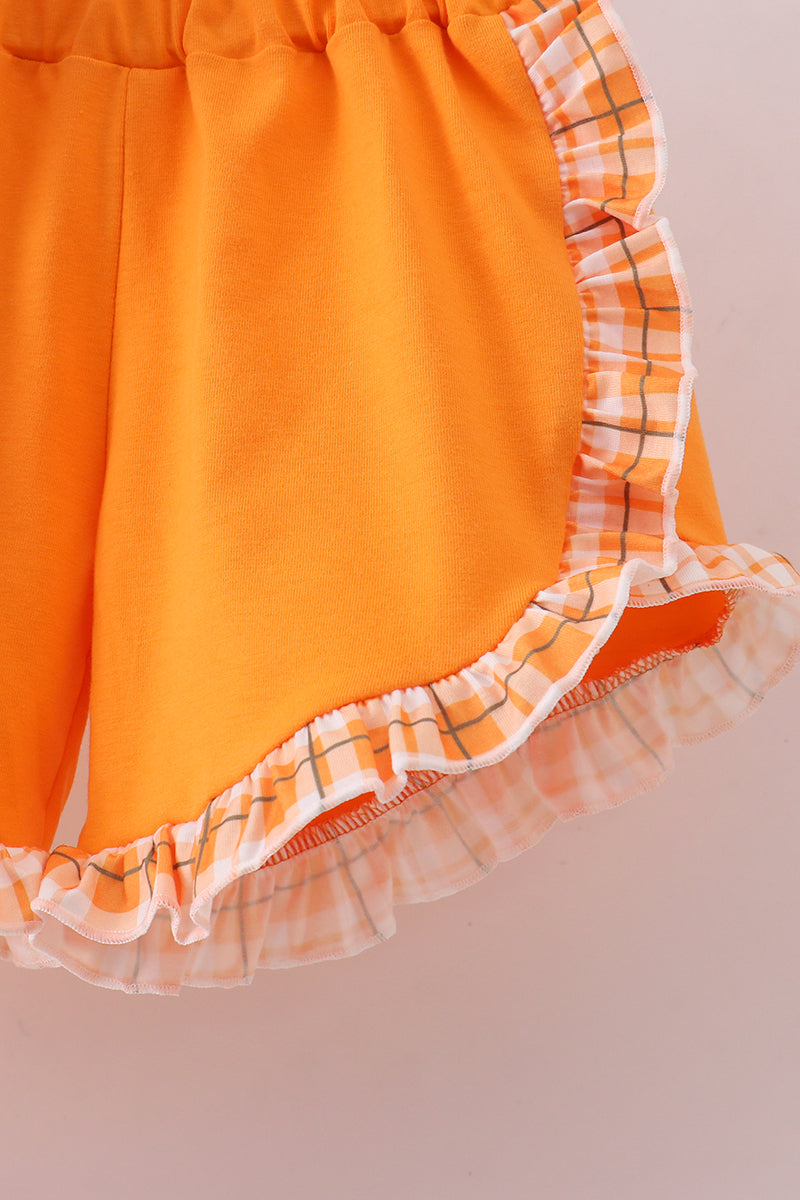 Tennessee Go vols smocked plaid ruffle shorts set