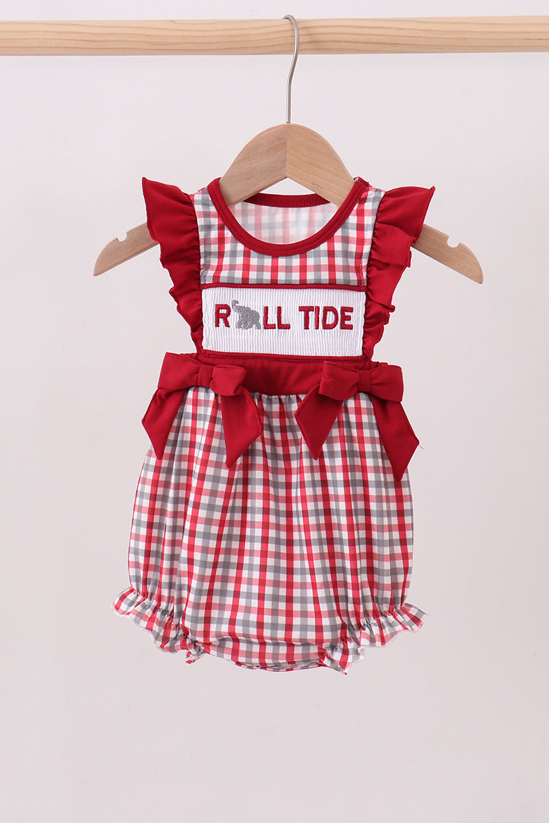 Alabama roll tide smocked ruffle plaid bubble