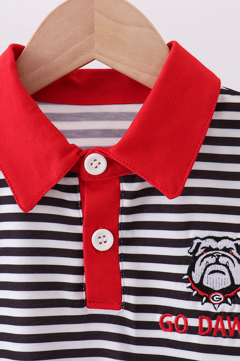 Georgia go dawgs embroidery stripe top