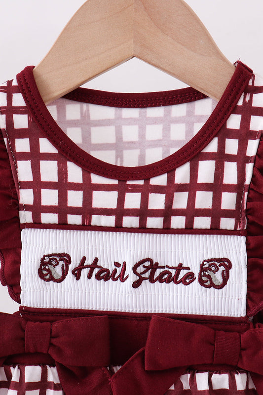 Mississippi Hail State smocked ruffle gingham bubble
