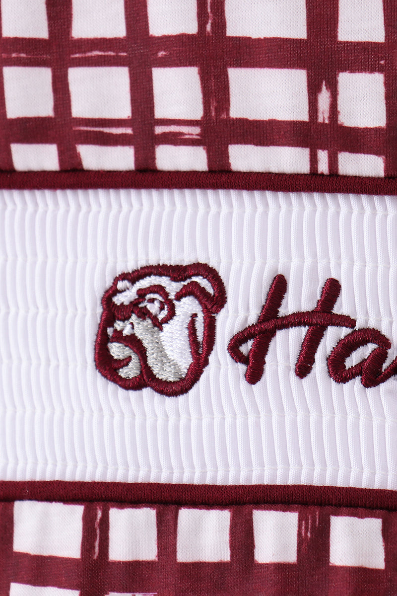 Mississippi Hail State smocked ruffle gingham shorts set