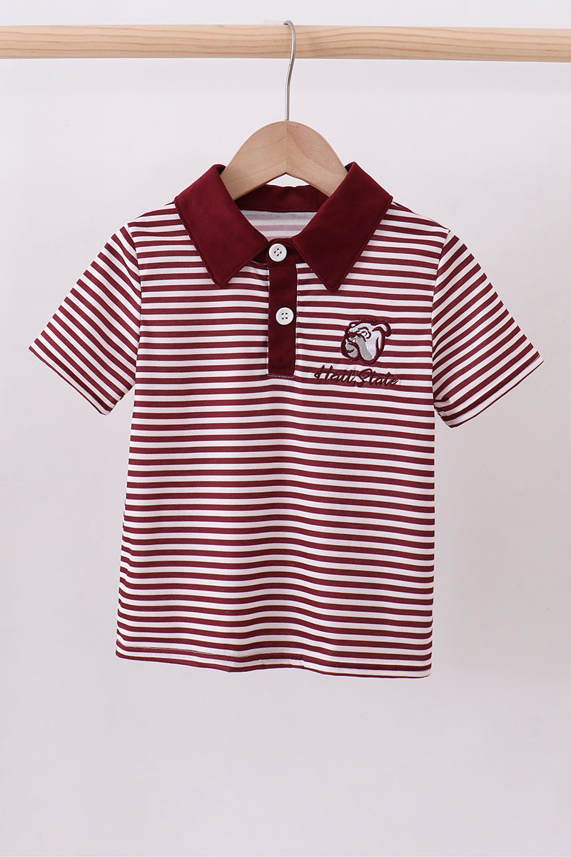 Mississippi Hail State embroidery stripe top