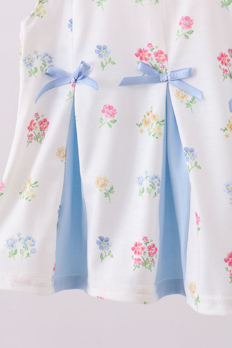 Blue floral bow bloomer set