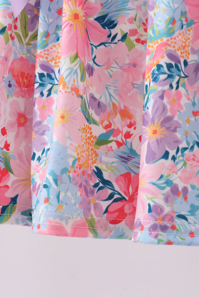 Purple MOMMY'S GIRL smocked ruffle shorts set