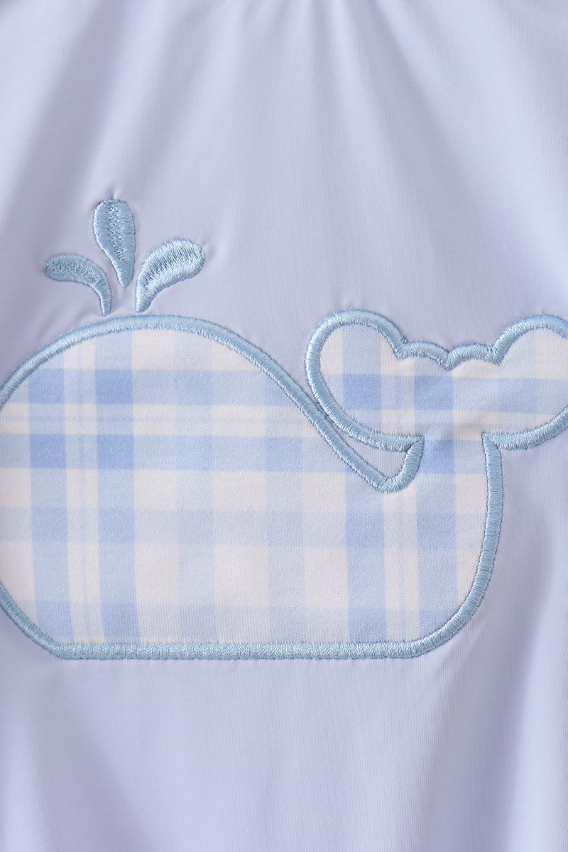 Blue whale applique one-piece swimsuit