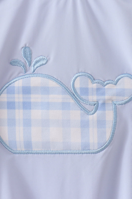 Blue whale applique one-piece swimsuit