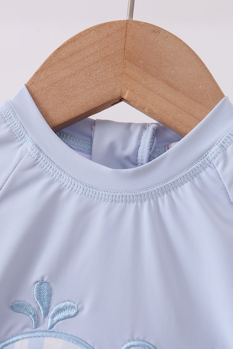 Blue whale applique one-piece swimsuit