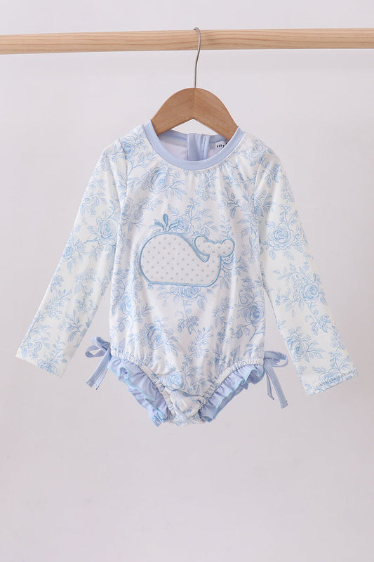 Blue whale applique rashguard