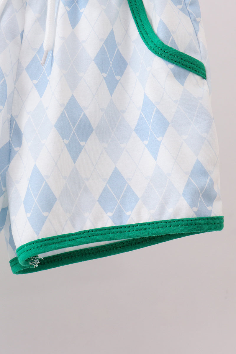 Green golf embroidery shorts set
