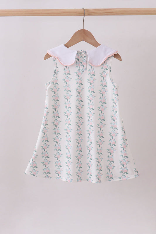 Pink character embroidery floral dress