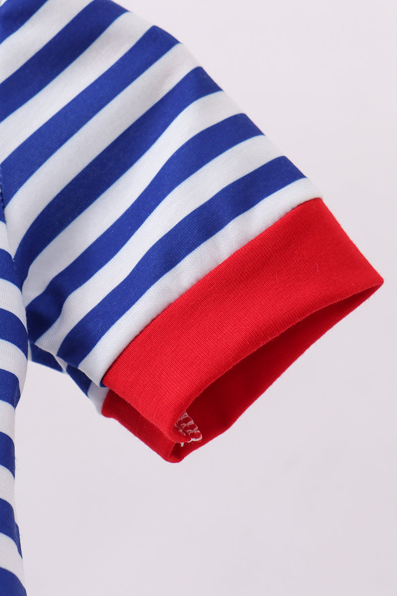 Blue stripe character applique bubble