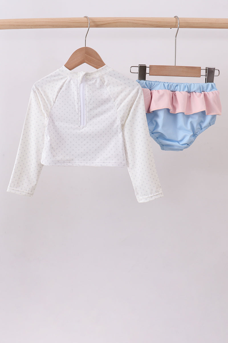 Character applique long-sleeve swimsuit