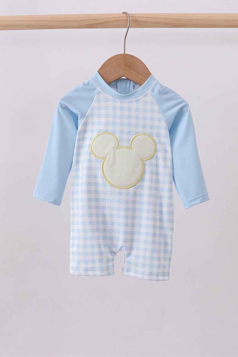 Character applique  gingham one-piece swimsuit