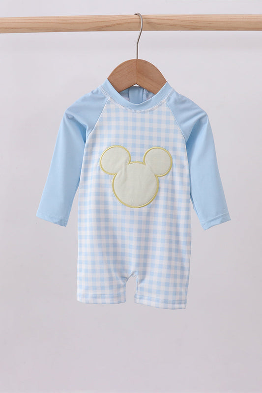 Character applique  gingham one-piece swimsuit