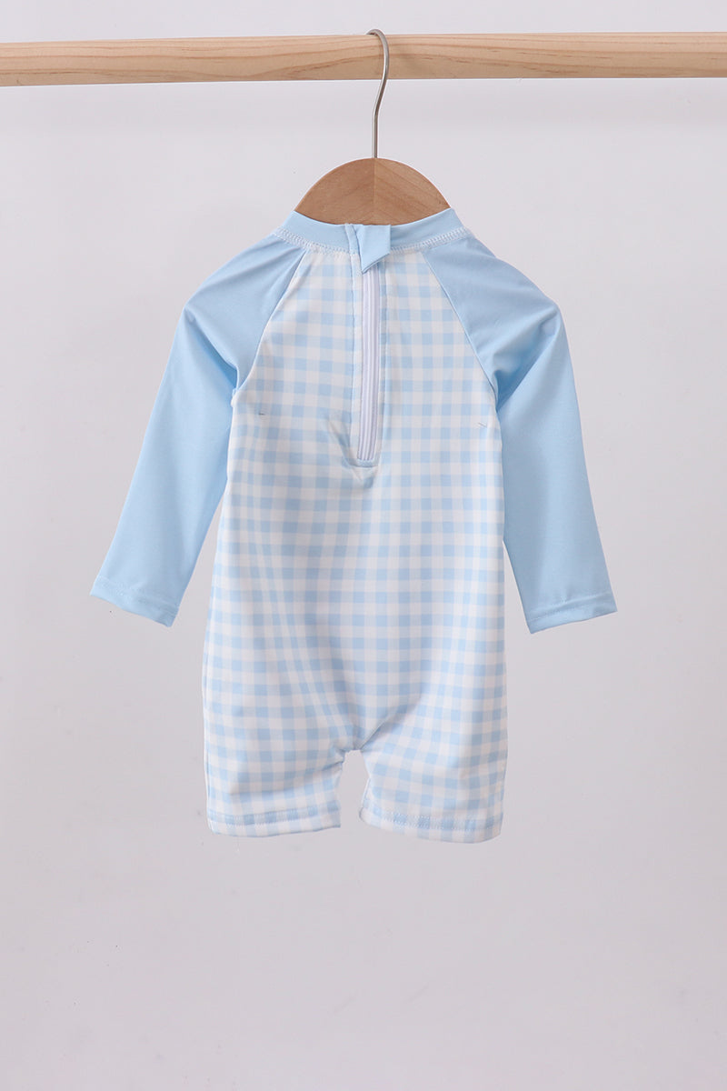 Character applique  gingham one-piece swimsuit