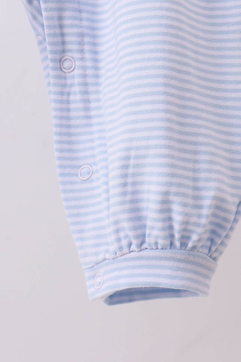 Blue valentine's day heart embroidery romper