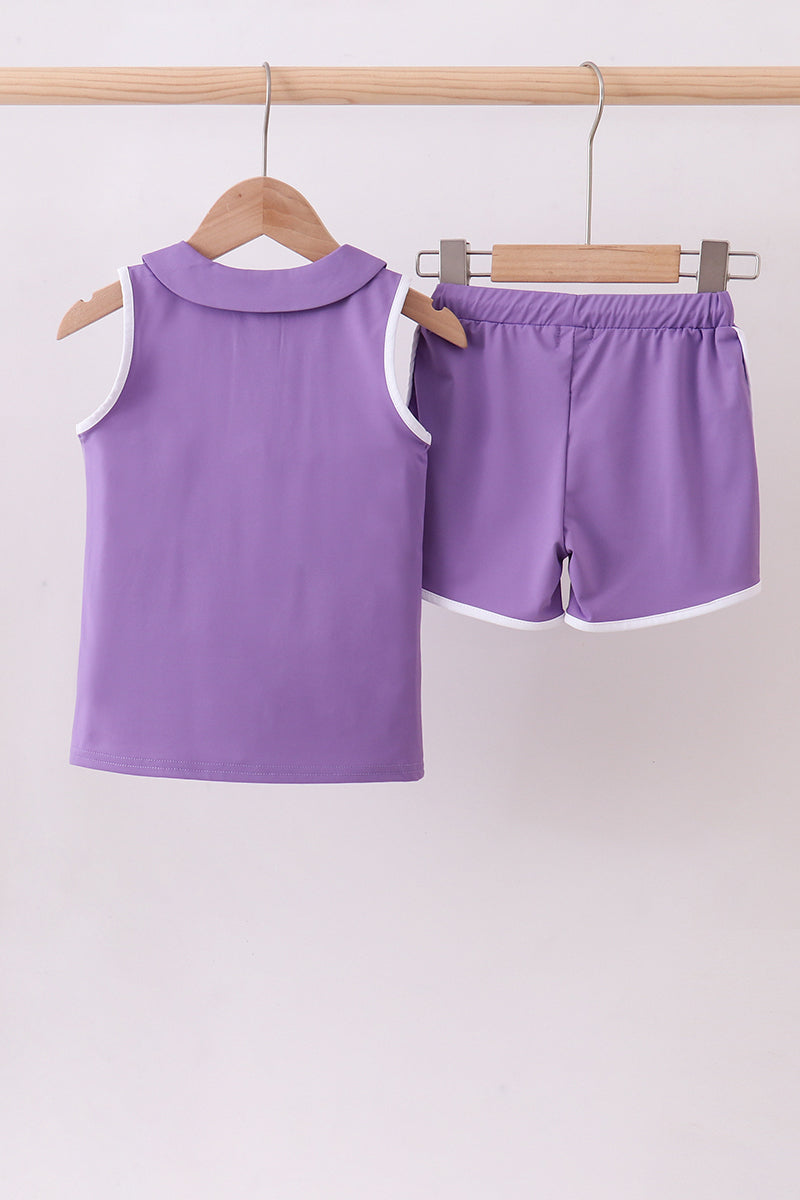 Purple active shorts set